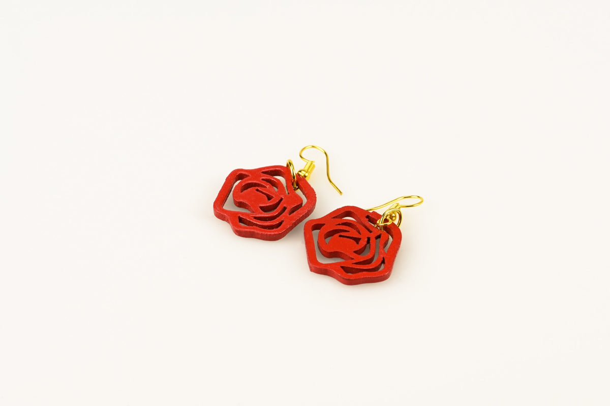 Red Rose Bud - Earrings
