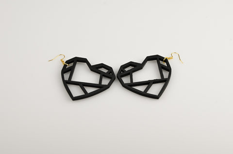 Kintsugi Heart (Black) - Earrings