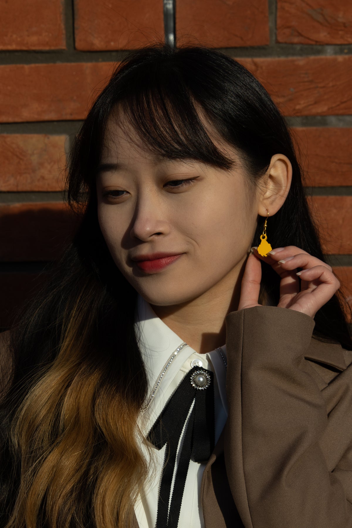 Santa (Yellow) - Small Dangle Earrings