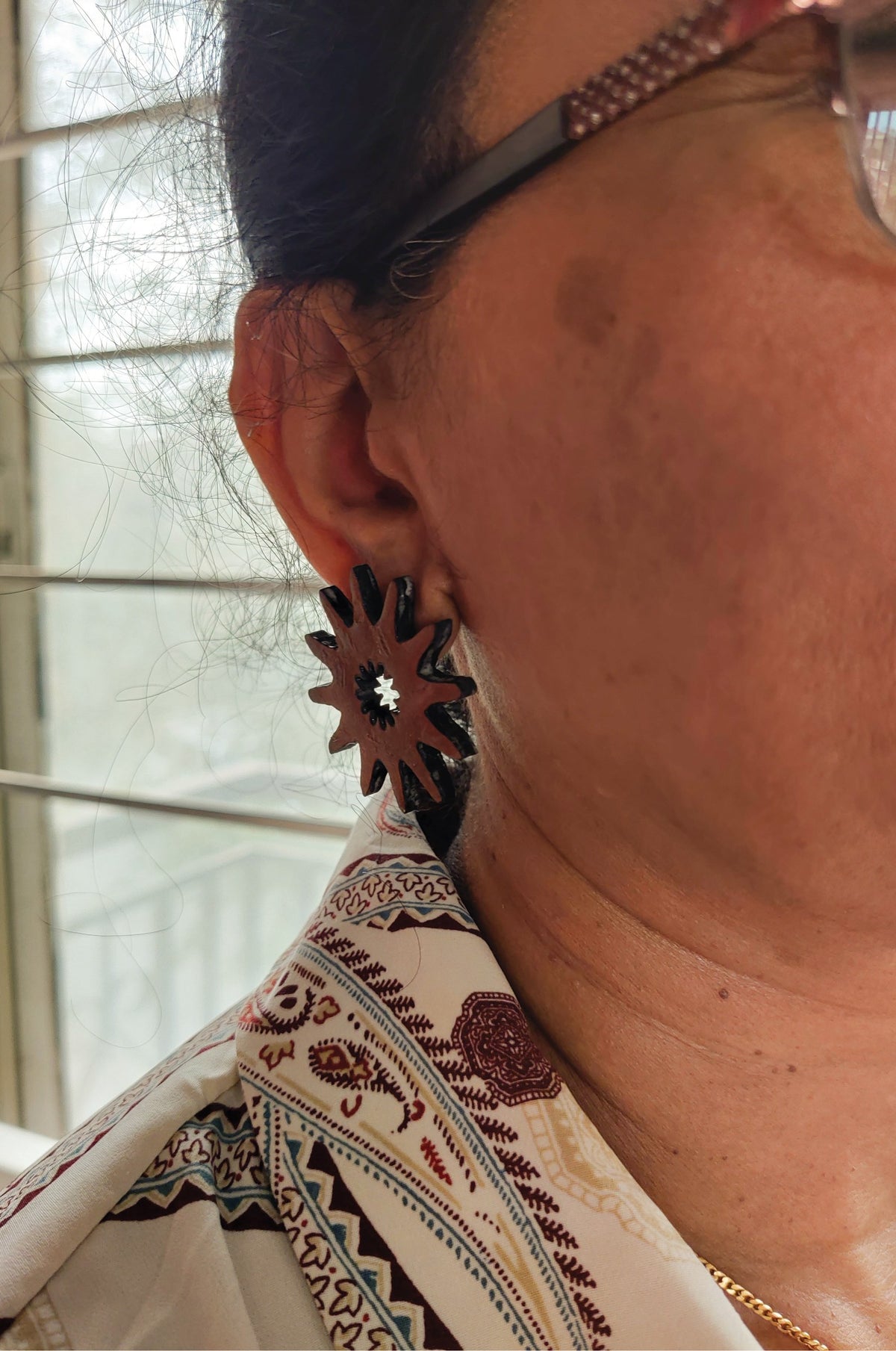 Studs - The Flower Series - Wood Brown model photo