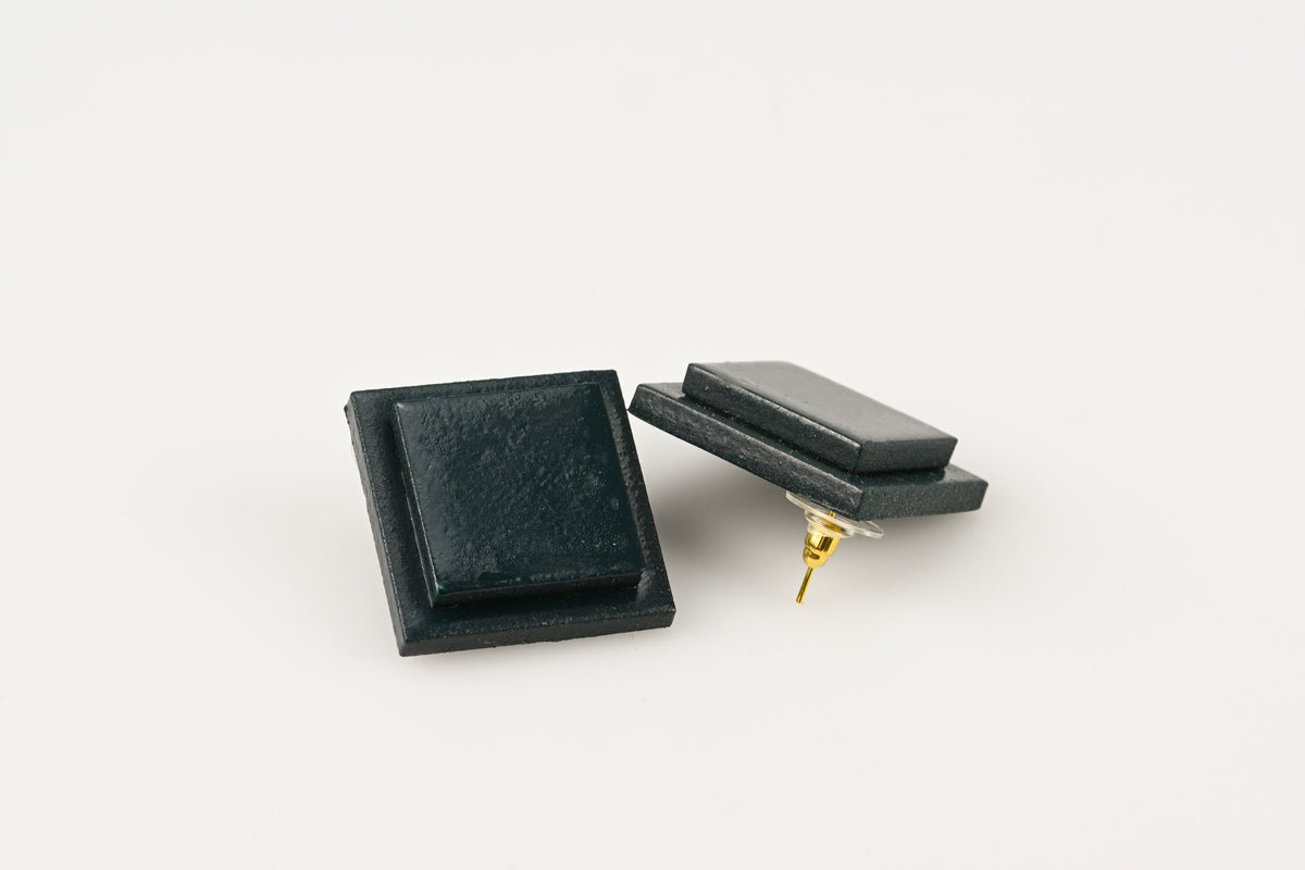 Green DuoSquare - Stud Earrings studio
