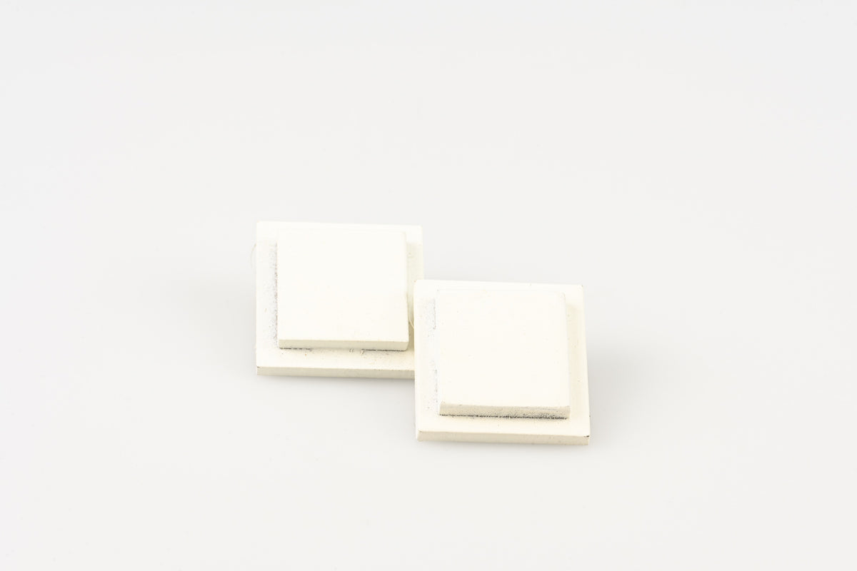 White DuoSquare - Stud Earrings studio