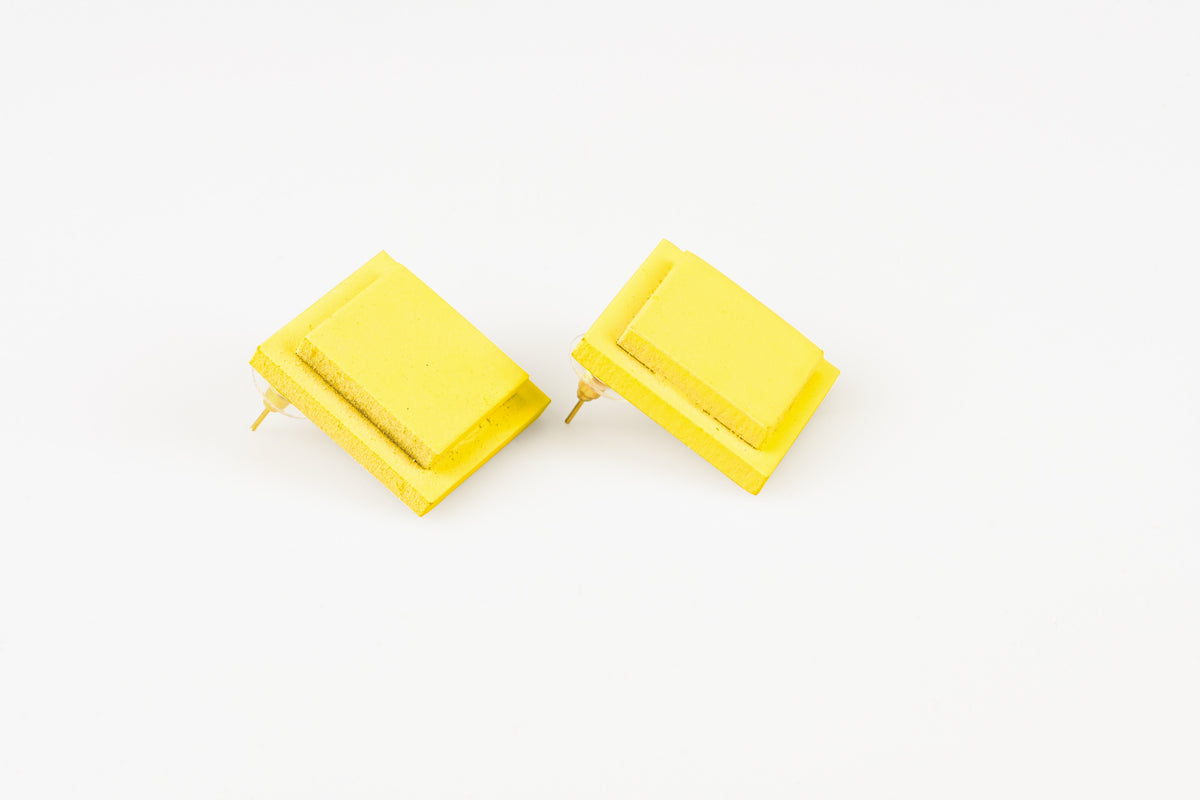 Yellow DuoSquare - Stud Earrings studio