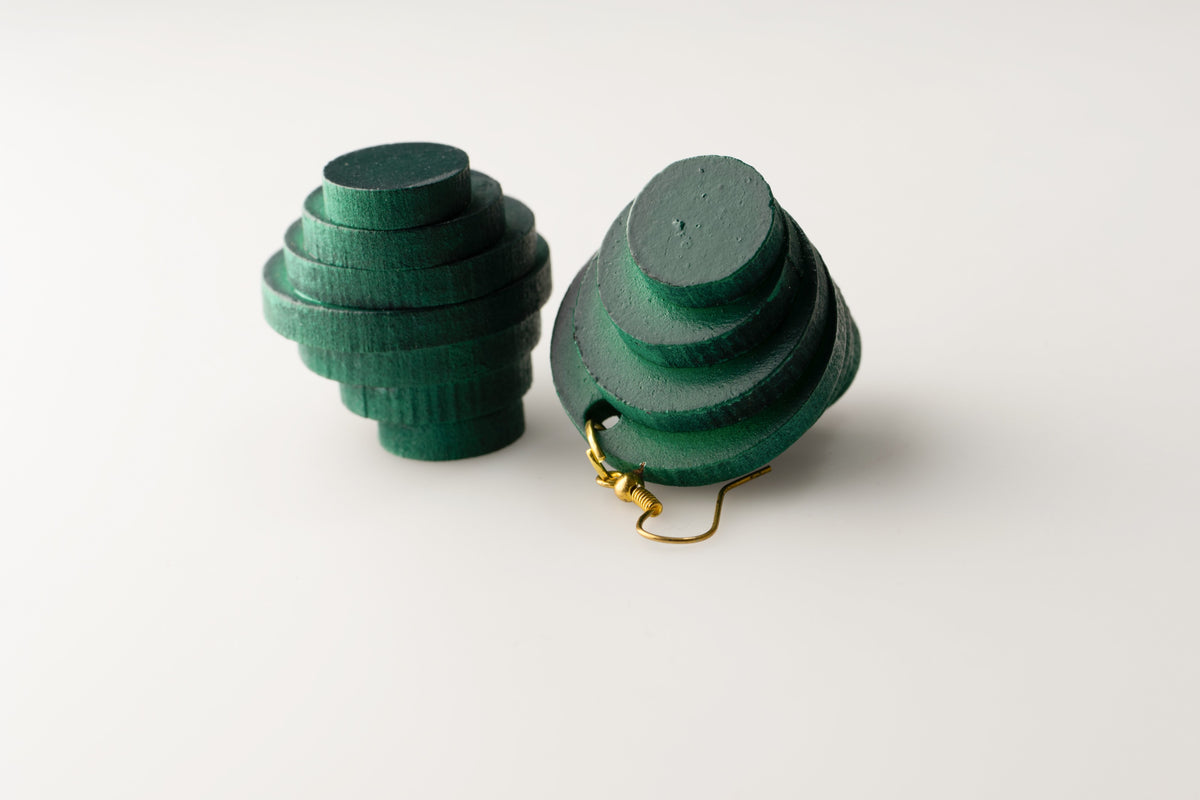 Green Circular TriMirror - Dangle Earrings studio
