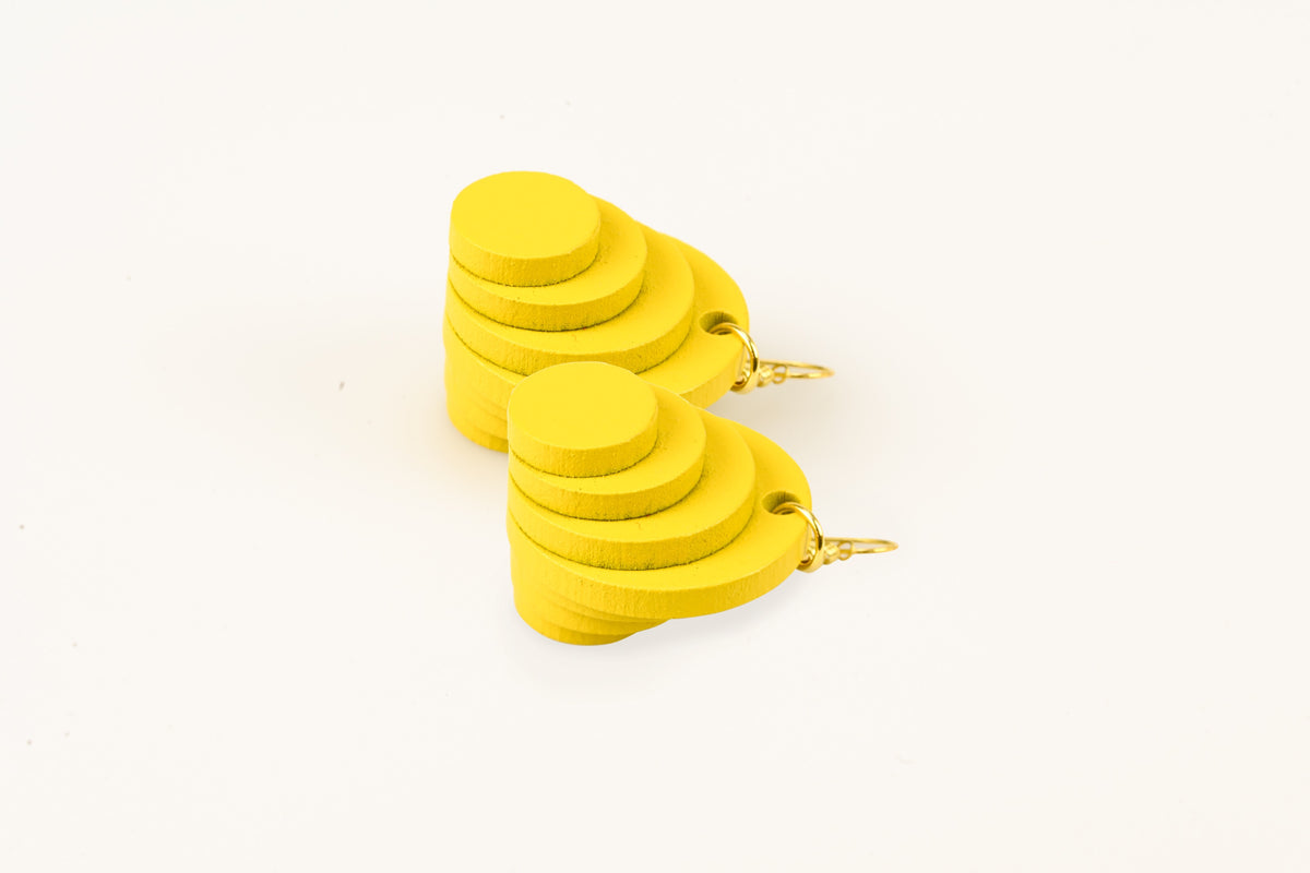 Yellow Circular TriMirror - Dangle Earrings studio