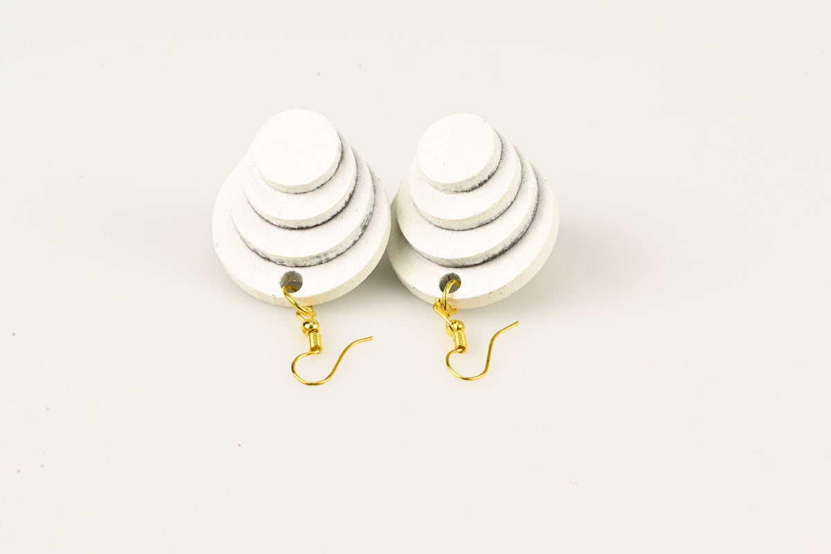 White Circular TriMirror - Dangle Earrings studio