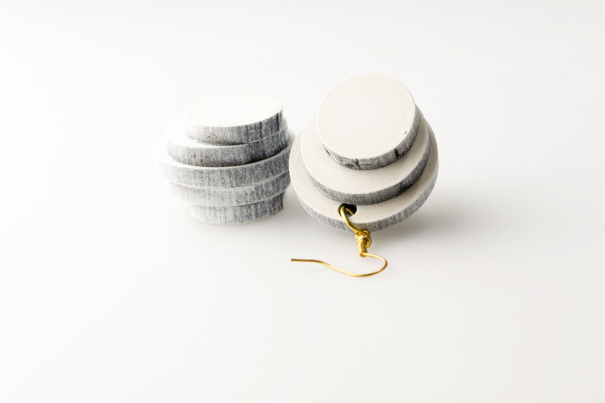 White Circular DuoMirror - Dangle Earrings studio