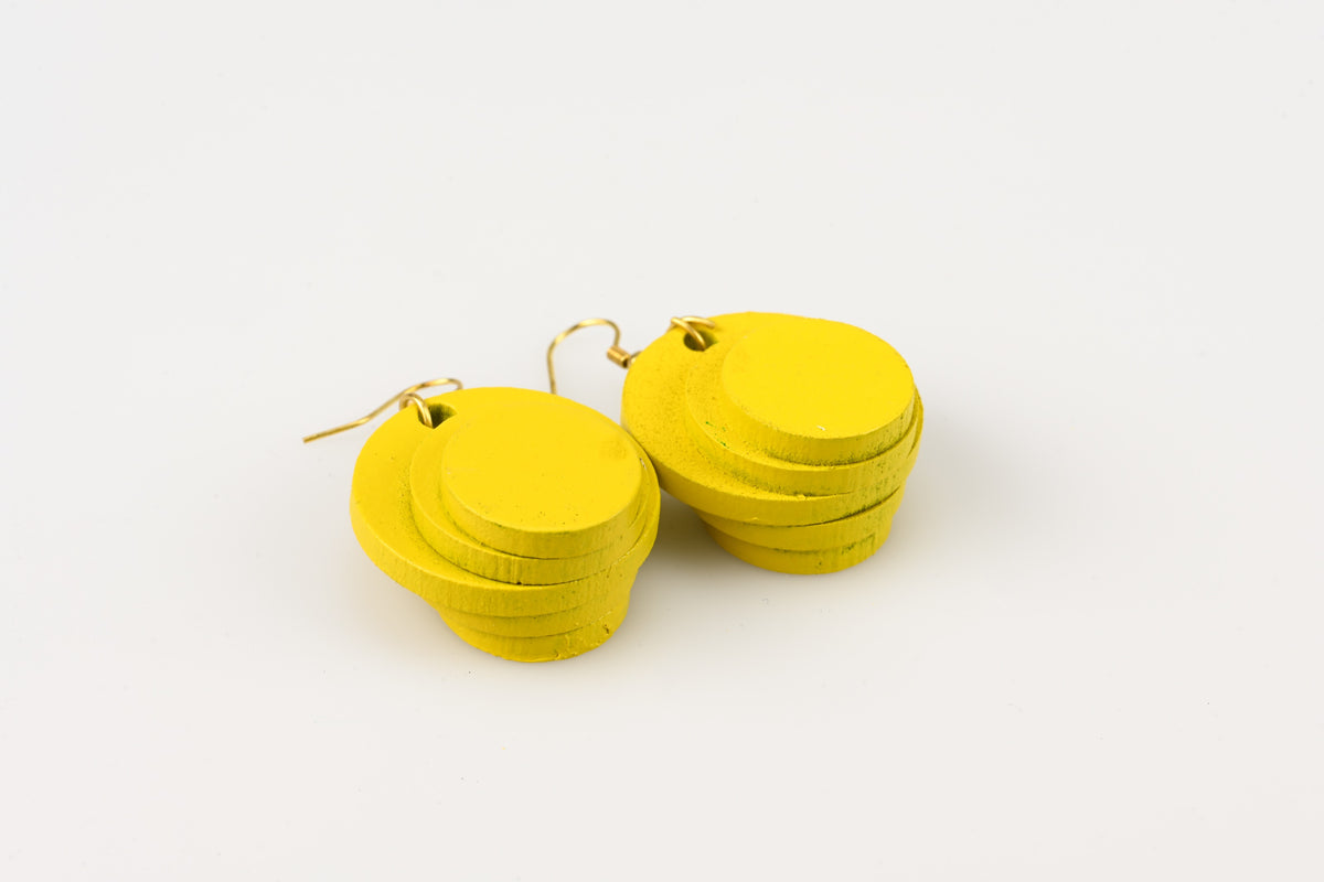Yellow Circular DuoMirror - Dangle Earrings studio