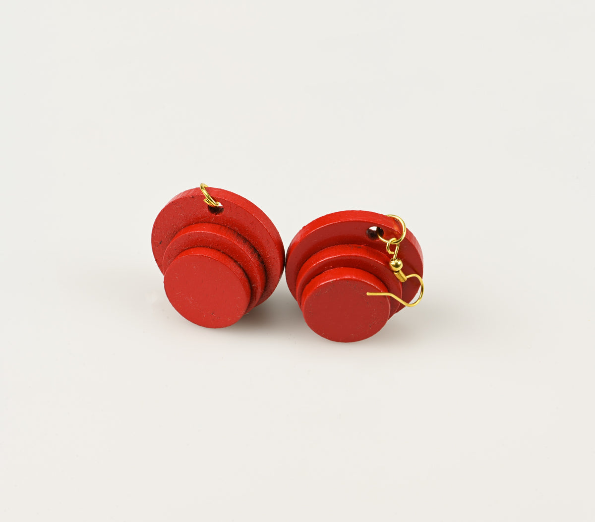 Red Circular DuoMirror - Dangle Earrings studio