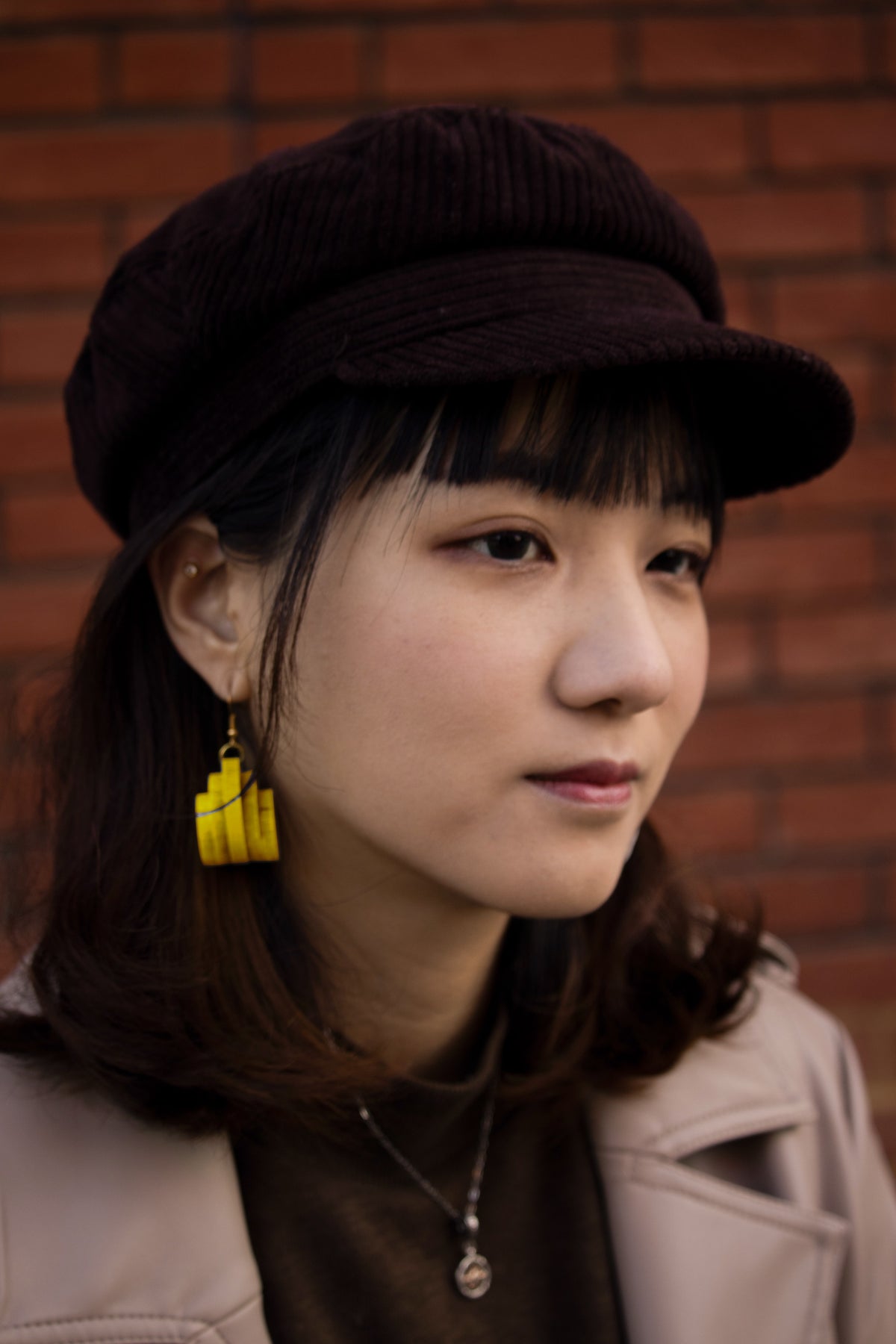 Yellow Circular DuoMirror - Dangle Earrings model