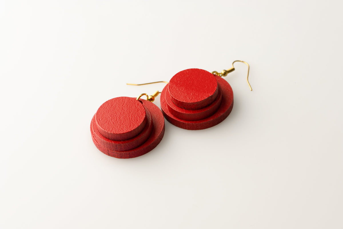 Red TriCircles - Dangle Earrings studio