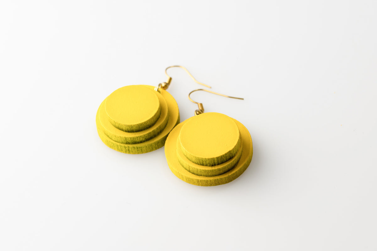 Yellow TriCircles - Dangle Earrings studio