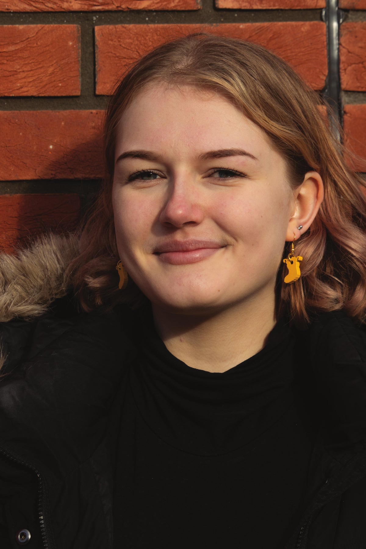 Yellow Stockings - Small Dangle Earrings studio