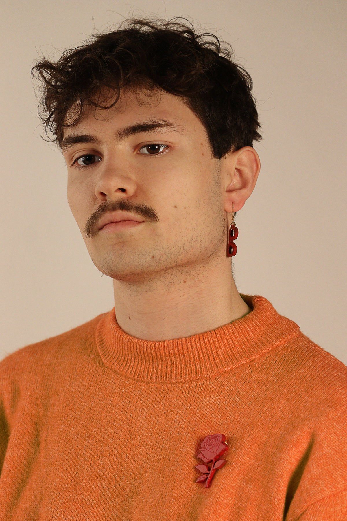 Model wearing RED ROSE - BROOCH