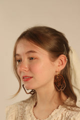 Big Wood Rose Bud - Earrings