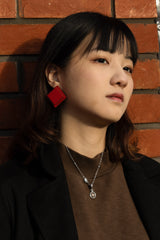 Red DuoSquare - Stud Earrings model