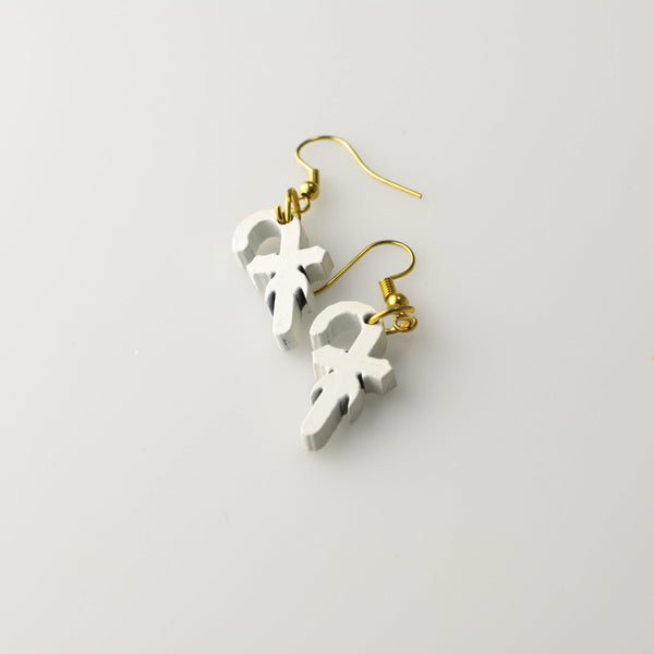 White Candy Canes - Small Dangle Earrings model