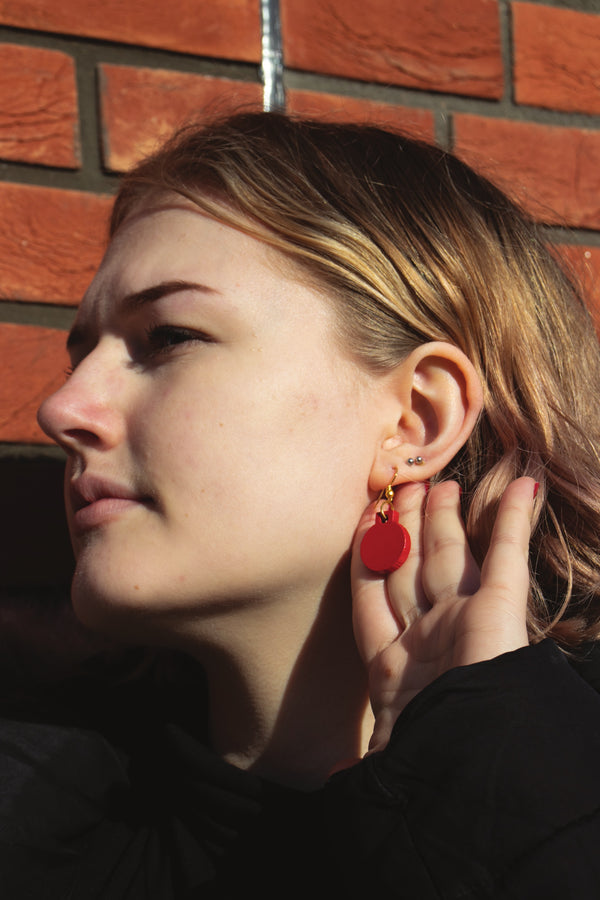 Red Bauble - Small Dangle Earrings studio
